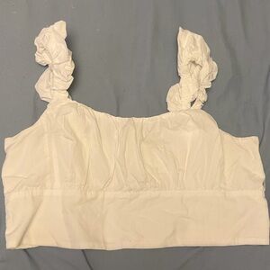 White Ruffled Strap Crop Top